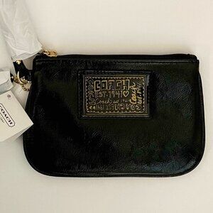 Coach New With Tags Black Zipper Wristlet Wallet with Coach Logo F48106